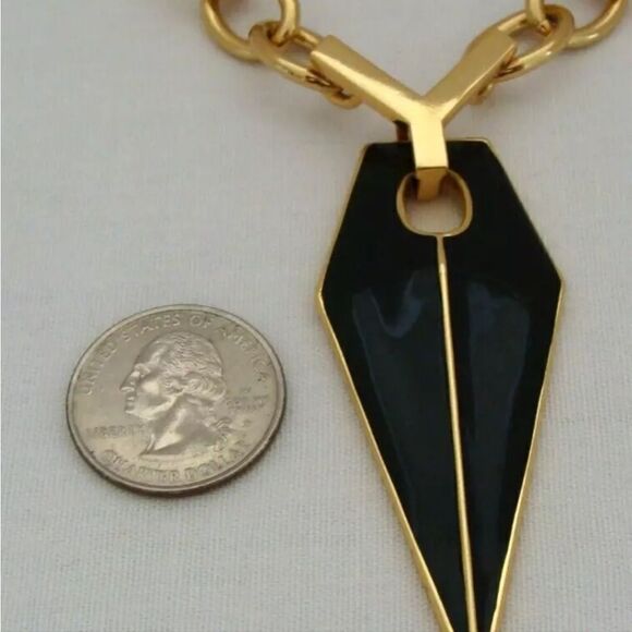 Rebecca Minkoff Gold-Tone And Black Enamel Blade Necklace - Picture 10 of 13